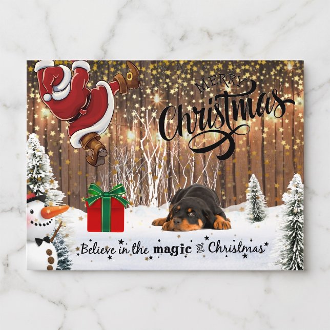 Rottweiler, Santa, Christmas Postcard (Holiday shenanigans begin with this postcard.)