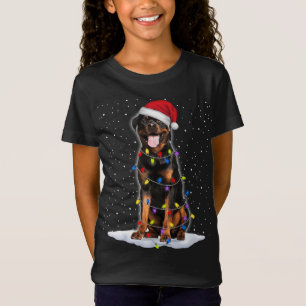 Rottweiler Santa Christmas Tree Lights Xmas T-Shirt