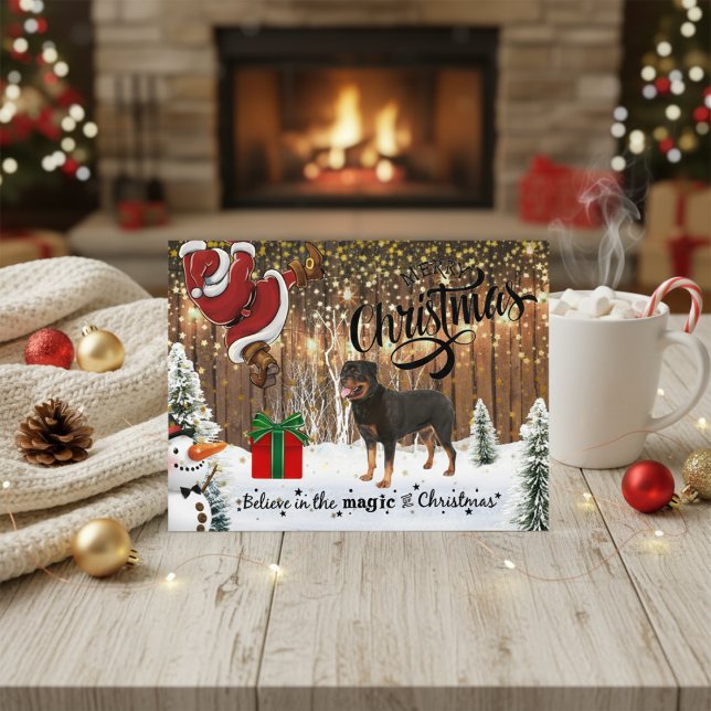 Rottweiler Santa Gift Christmas Holiday Postcard  (Rottweiler Santa Gift Christmas Holiday Postcard)