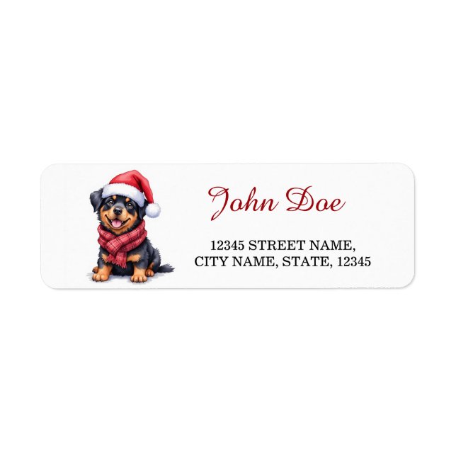 Rottweiler Santa Hat Christmas Return Address (Front)
