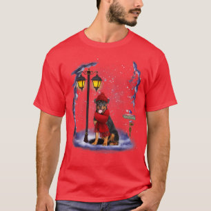 Rottweiler Santa Snow Christmas Light Winter Pajam T-Shirt