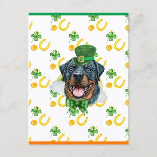 Rottweiler Shamrock St. Patricks Day Holiday Postcard