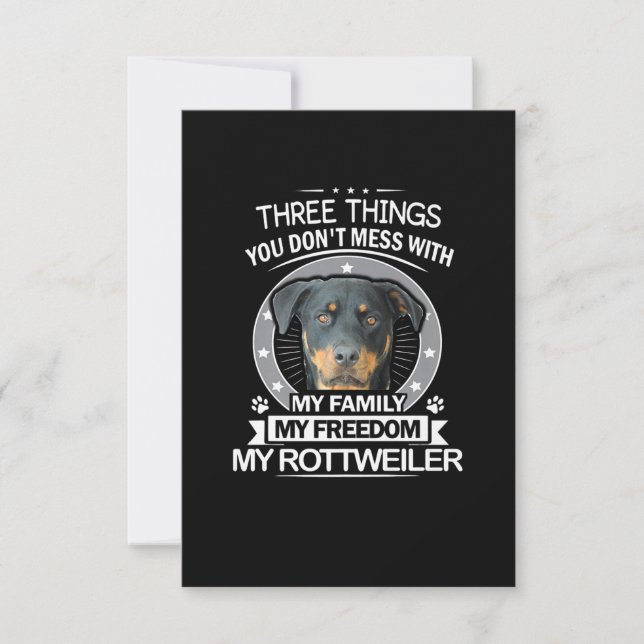 Rottweiler Shirt Three Things You Dont Mess RSVP Card (Front)