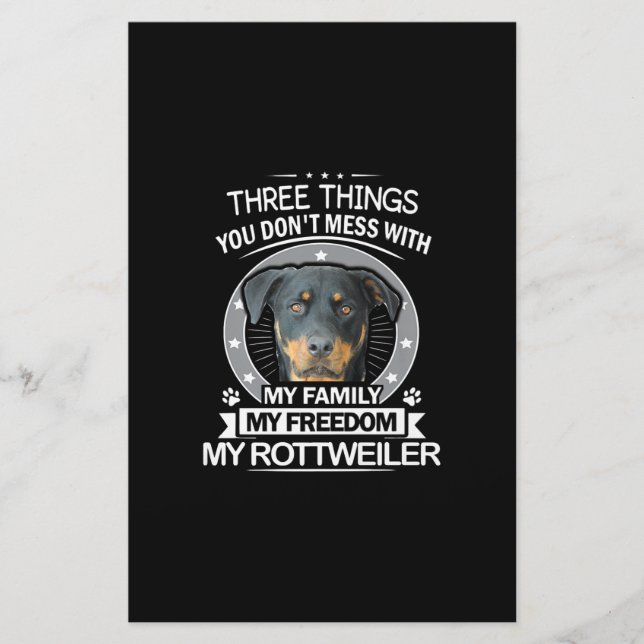 Rottweiler Shirt Three Things You Dont Mess Stationery (Front)