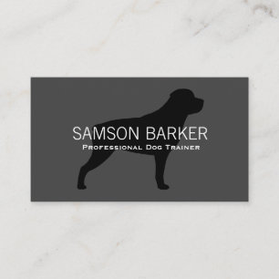 Rottweiler Silhouette Black on Grey   Rottie Dog Business Card