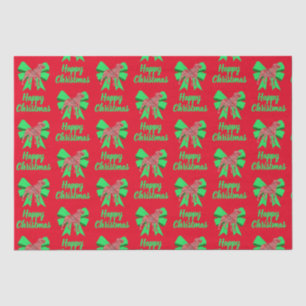 Rottweiler Silhouette Red Christmas Dog &Green Bow Tissue Paper