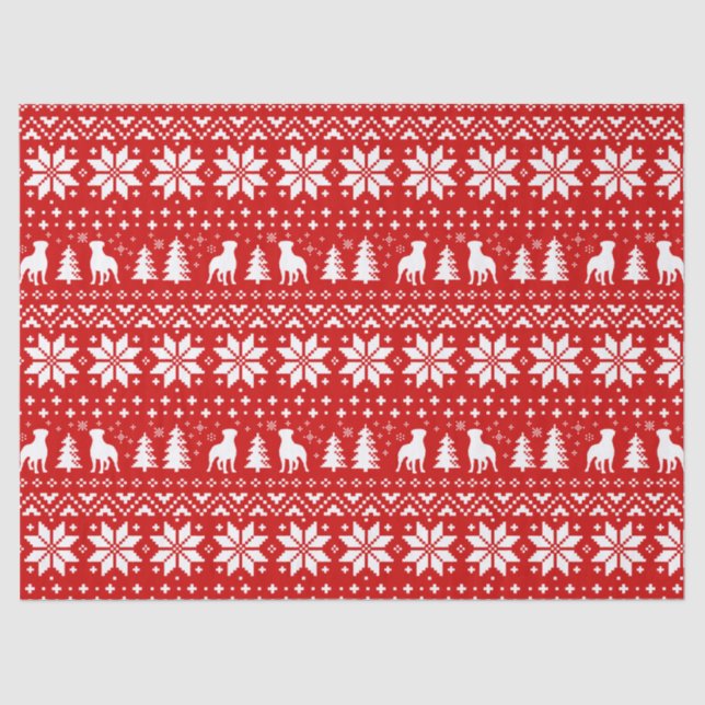 Rottweiler Silhouettes Christmas Pattern Tissue Paper (Front)