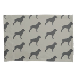 Rottweiler Silhouettes Pattern Grey Pillowcase