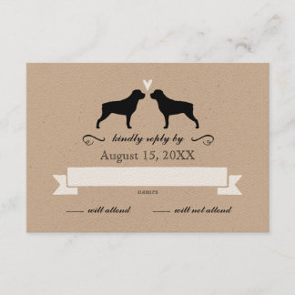 Rottweiler Silhouettes Wedding Reply RSVP Card