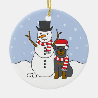 Rottweiler & Snowman Ornament