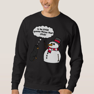 Rottweiler Snowman Stick Arm Christmas Sweatshirt