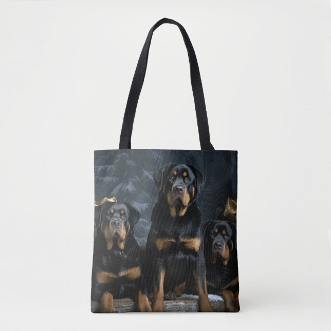 Rottweiler Snowy Sleigh Christmas Decor  Tote Bag (Front)