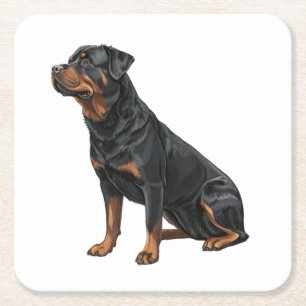 Rottweiler Square Paper Coaster