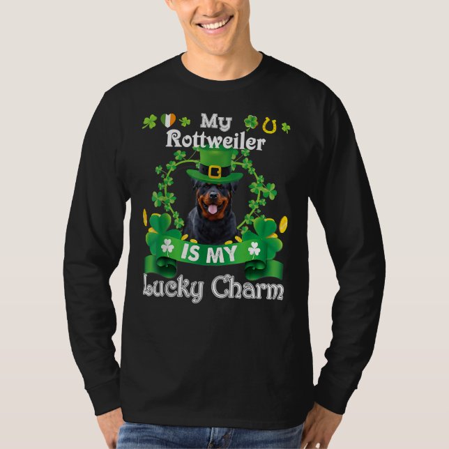 Rottweiler St Patrick S Day Irish  Dog Lover T-Shirt (Front)