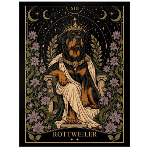 Rottweiler, Starlit Tarot Art Postcard