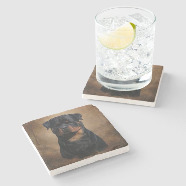Rottweiler Stone Coaster (Side)