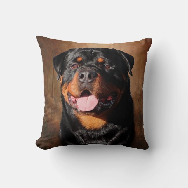 Rottweiler Throw Pillow (Front)
