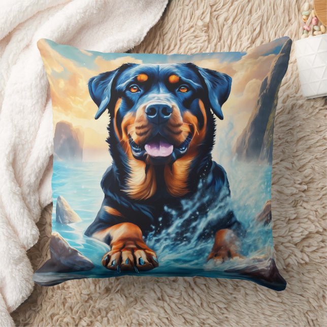 Rottweiler Throw Pillow (Blanket)