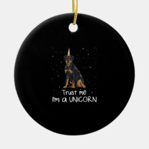 Rottweiler Trust Me Im A Unicorn Dog Ceramic Tree Decoration