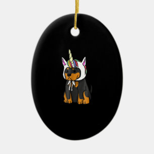 Rottweiler Unicorn Dog Ceramic Tree Decoration