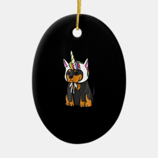 Rottweiler Unicorn Dog Ceramic Tree Decoration (Front)