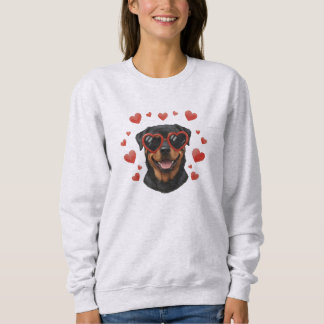 Rottweiler Valentine Oil Painting Dog Portrait Sweatshirt