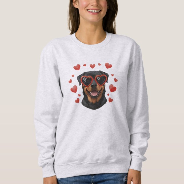 Rottweiler Valentine Oil Painting Dog Portrait Sweatshirt (Front)