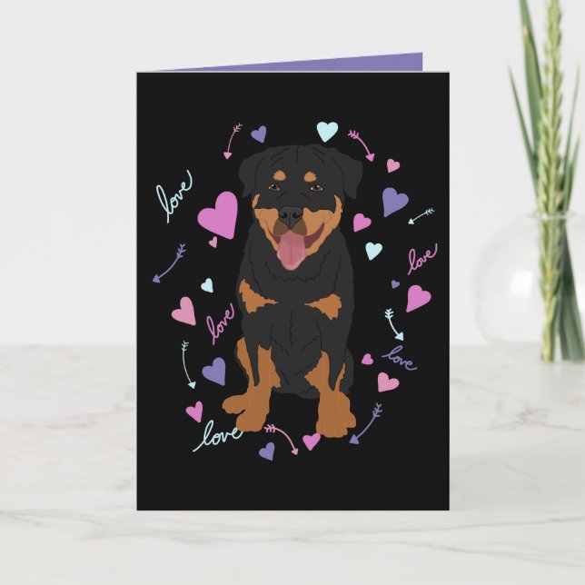 Rottweiler Valentines Day  Holiday Card (Front)