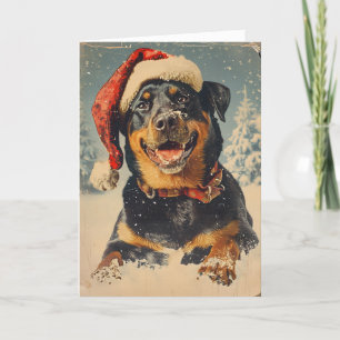 Rottweiler vintage personalised Christmas Holiday Card