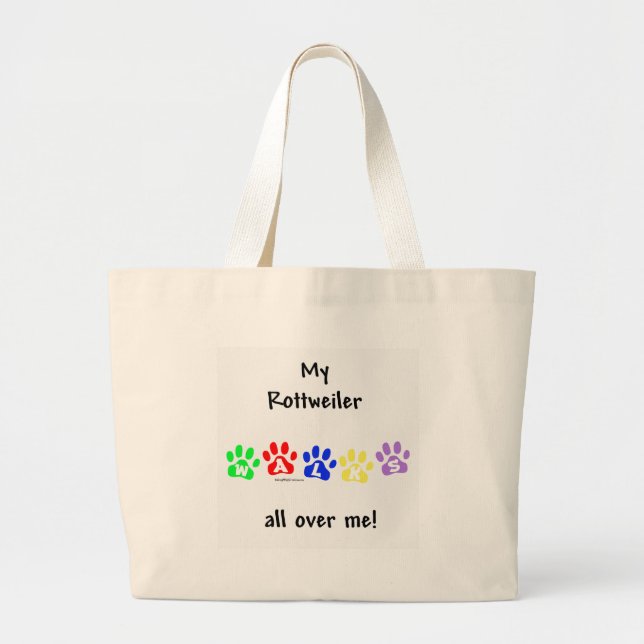 Rottweiler Walks Large Tote Bag (Front)