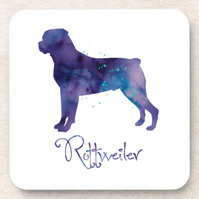 Rottweiler Watercolor Coaster (Front)