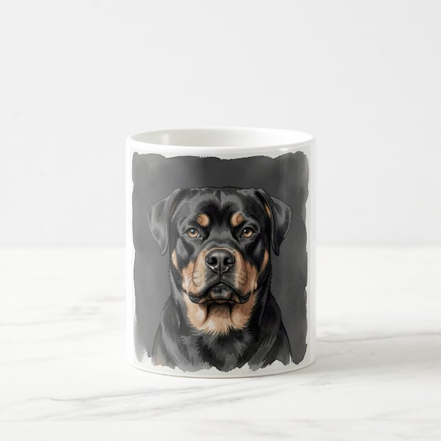 Rottweiler Watercolour Portrait Coffee Mug (Center)