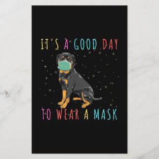 Rottweiler Wear A Mask Funny Its A Good Day To Wea Stationery