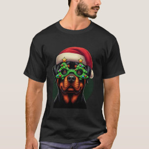 Rottweiler Wearing Christmas Tree Glasses Men Wome T-Shirt