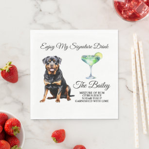Rottweiler Wedding Signature Drink Dog Photo Napkin