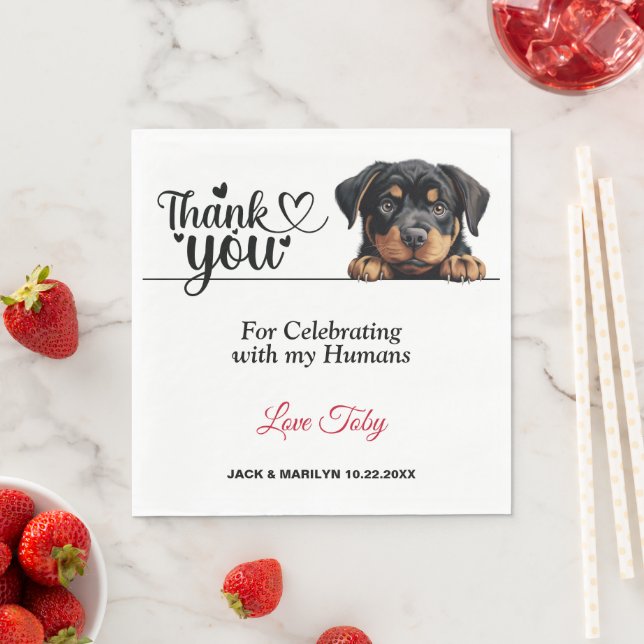 Rottweiler Wedding Thank You Napkin (Insitu)