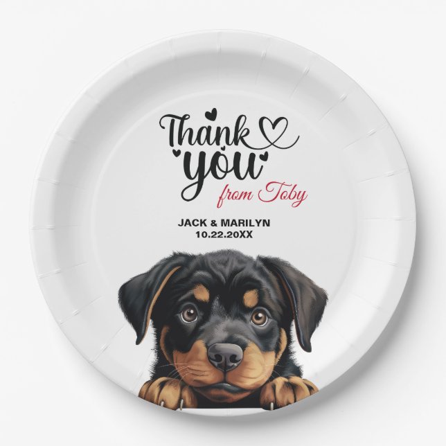 Rottweiler Wedding Thank You Paper Plate (Front)