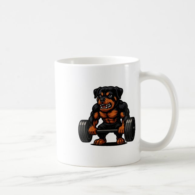 Rottweiler Weightlifting Bodybuilder Workout Gym D Coffee Mug (Right)