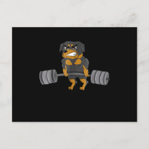 Rottweiler Weightlifting Bodybuilding Dog Announcement Postcard