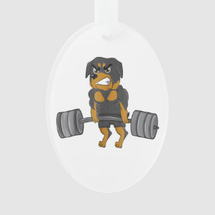 rottweiler weightlifting bodybuilding dog gifts ornament