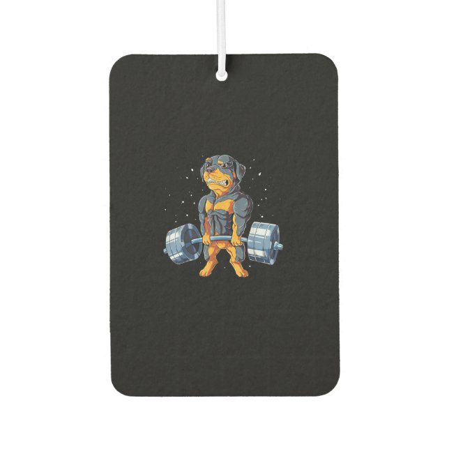 Rottweiler Weightlifting Funny Deadlift Men Fitnes Car Air Freshener (Front)