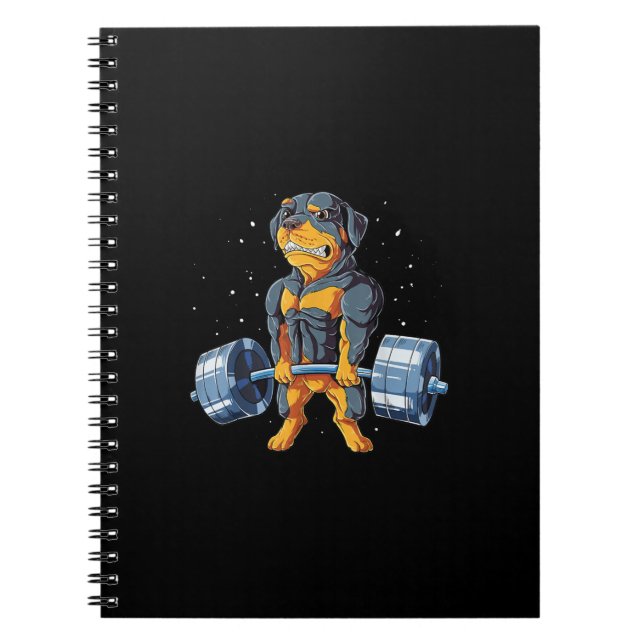 Rottweiler Weightlifting Funny Deadlift Men Fitnes Notebook (Front)