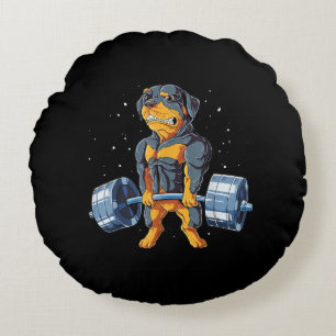 Rottweiler Weightlifting Funny Deadlift Men Fitnes Round Cushion