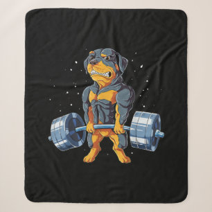 Rottweiler Weightlifting Funny Deadlift Men Fitnes Sherpa Blanket