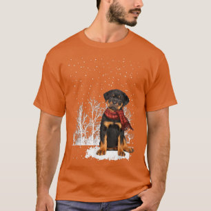 Rottweiler Winter Scarf  Dogs Tree Forest Snow Chr T-Shirt
