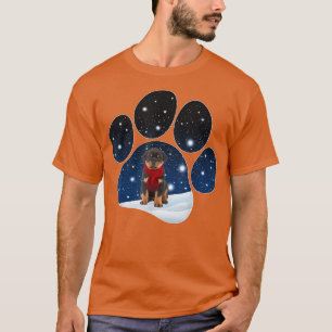Rottweiler Winter Snow Paw Dogs Christmas  T-Shirt