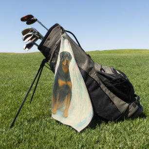 Rottweiler with Alien Golf Towel