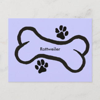 Rottweiler with Bone N Pawprint Design Postcard