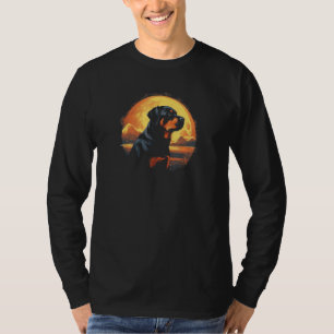 Rottweiler With Full Moon in Background - Dog Love T-Shirt