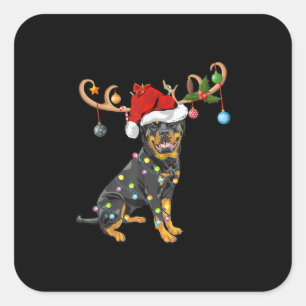 Rottweiler Xmas Gift Santas Reindeer Rottweiler Square Sticker